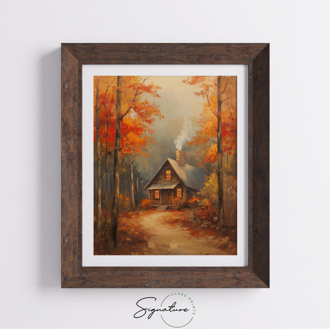 Cozy Cabin Autumn Woods Smoky Chimney Warm Fall Windows Poster - Image 4