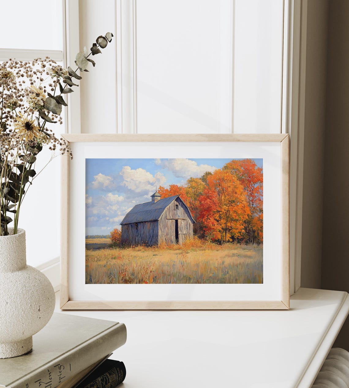 Weathered Wooden Barn Golden Field Autumn Trees Rustic Poster - Image 6