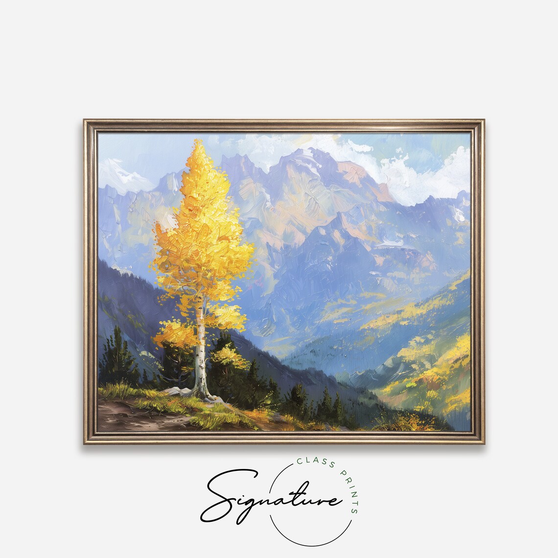 Golden Aspen Rocky Mountains Autumn Peak Light Impressionist Poster - Image 4