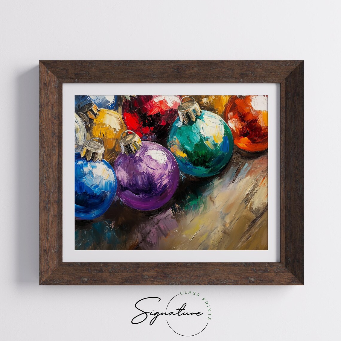 Bright Colorful Christmas Baubles In An Impressionist Oil Style Poster - Image 5