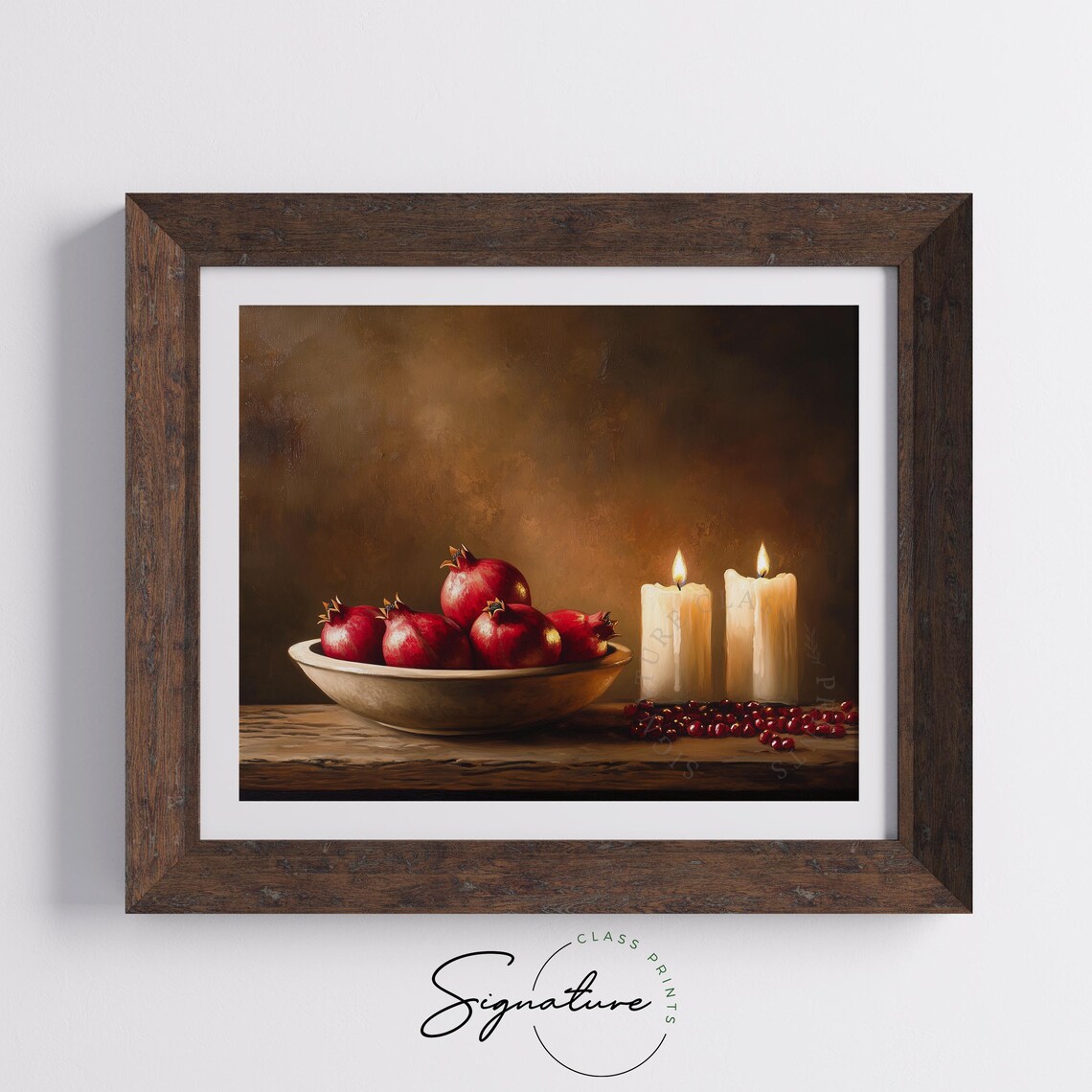 Pomegranates And Candles With Cranberries Holiday Still Life Poster - Image 5