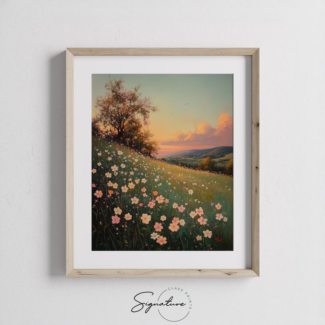 Blooming Wildflower Meadow At Sunset Over Rolling Hills Wall Art - Image 2