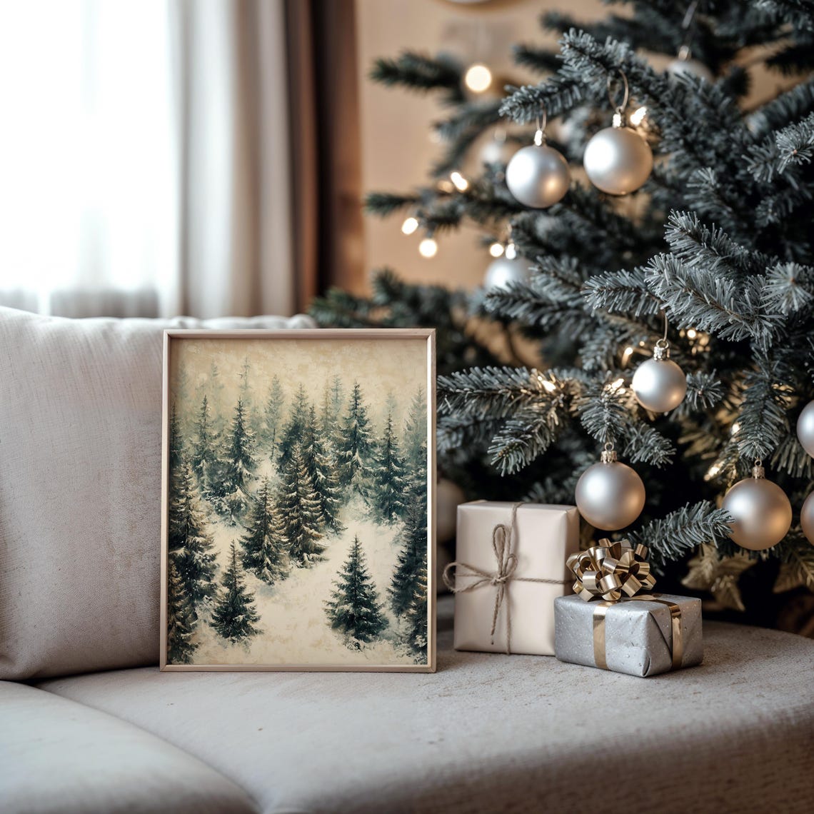 Tall Snowy Pines Framing a Sunlit Winter Valley Vista Poster - Image 5