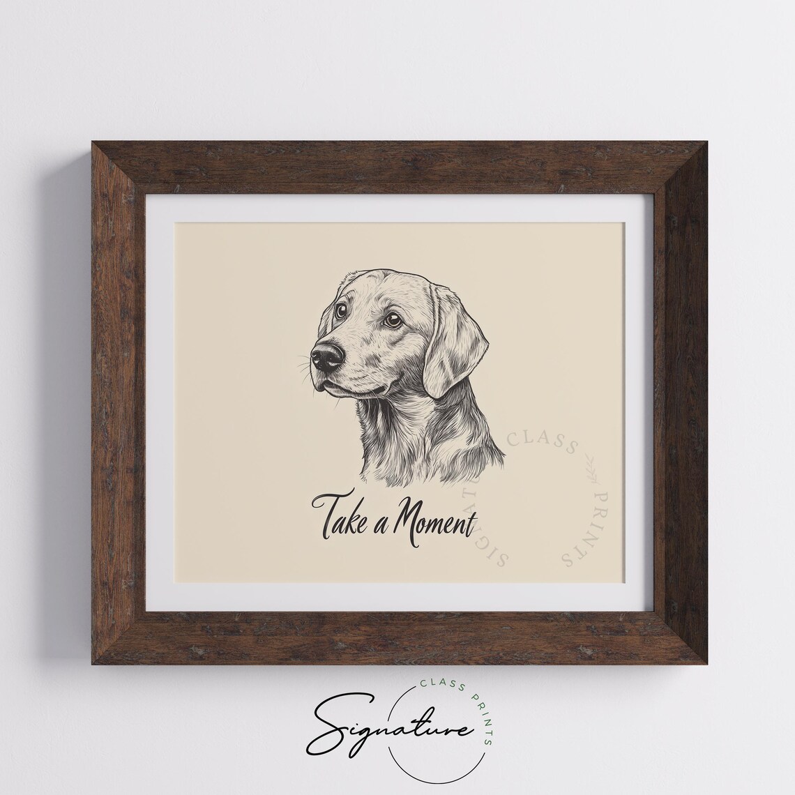 Take A Moment Thoughtful Golden Retriever Sketch Vintage Pet Wall Art - Image 5
