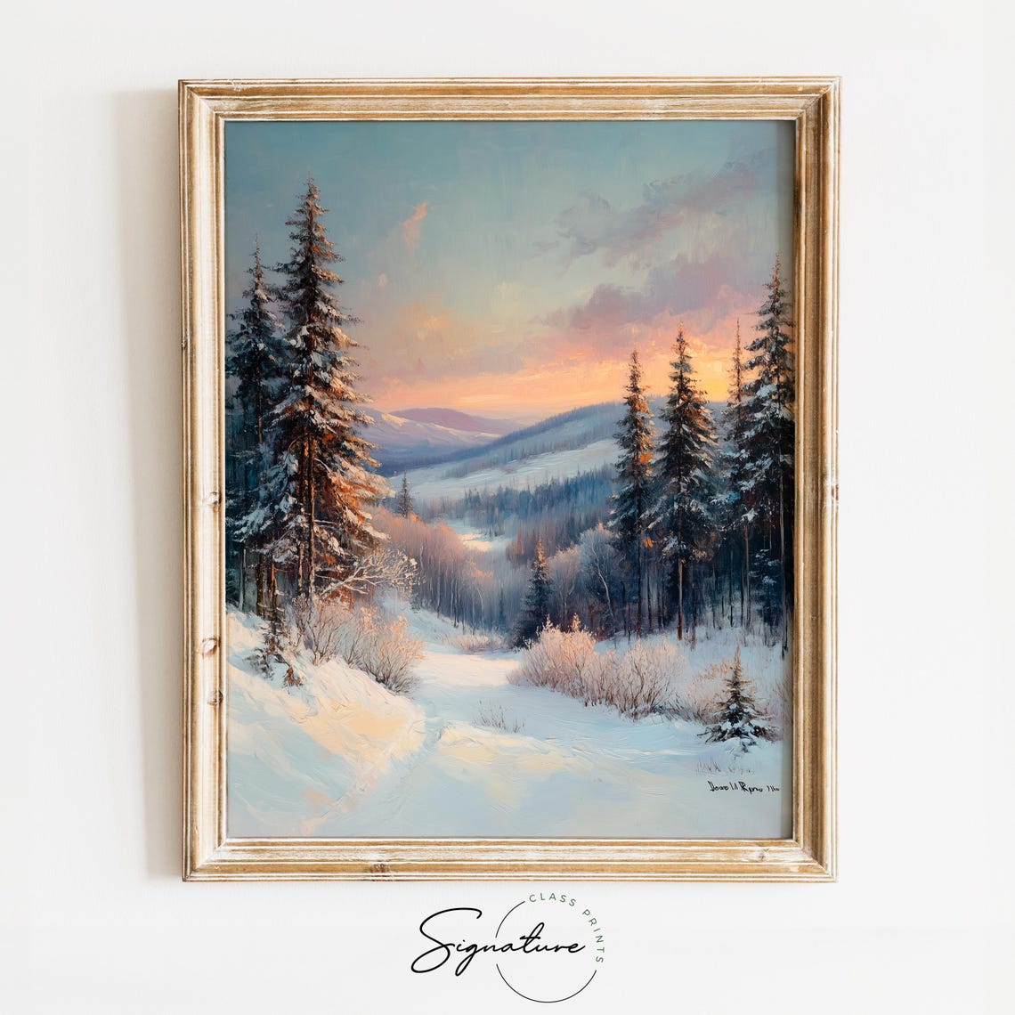 Serene Twilight Pine Forest Clearing Winter Dusk Landscape Poster