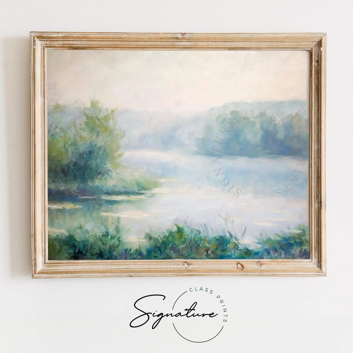 Misty Lake Oil Painting Soft Pastel Impressionist Waterscape Poster