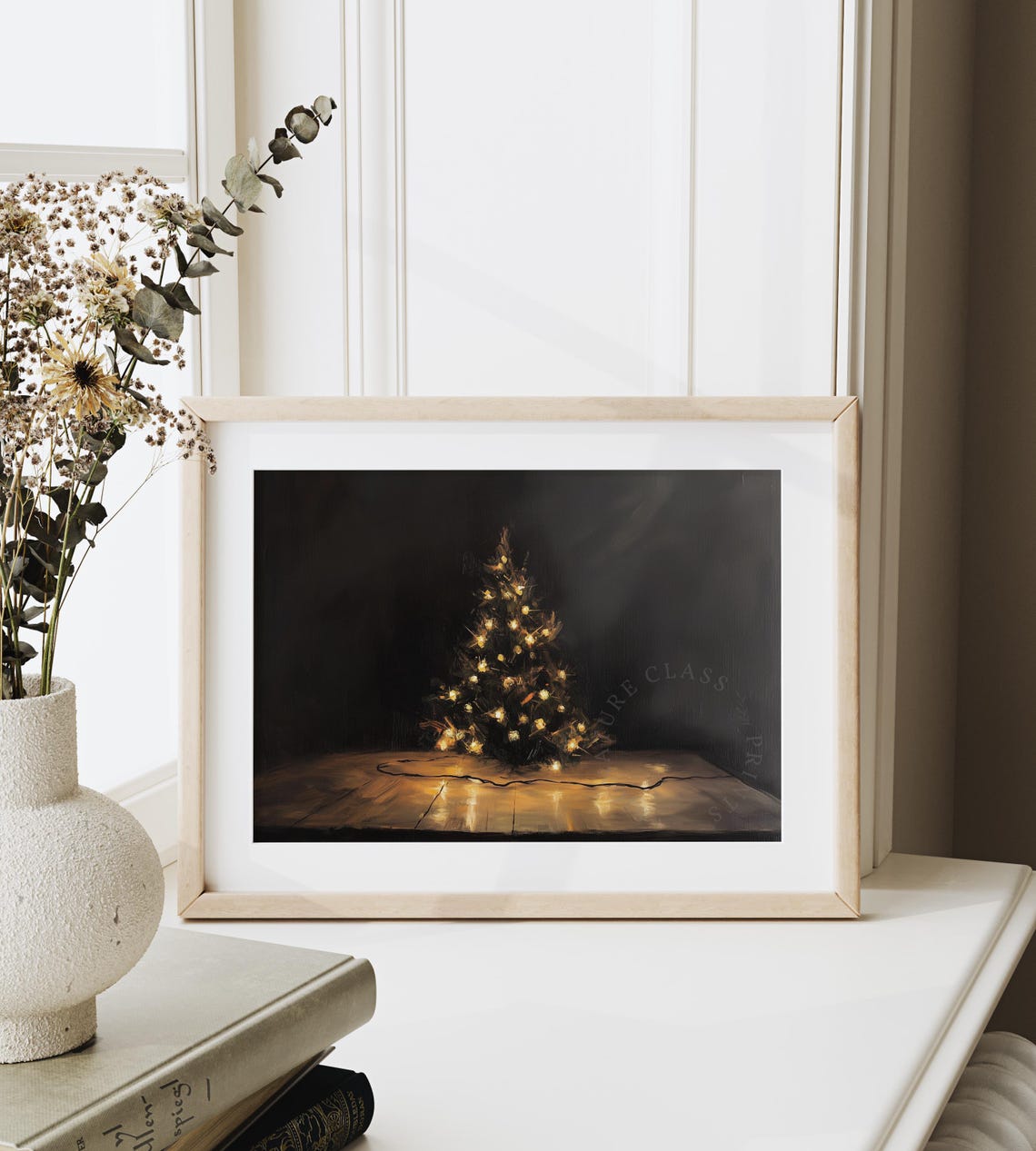 Small Glowing Christmas Tree With Warm Lights in a Dark Room Poster - Image 6