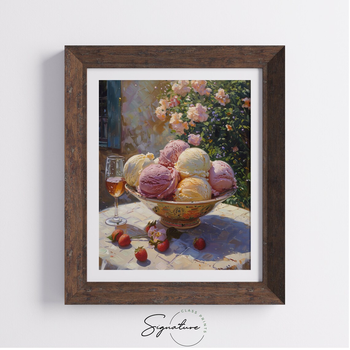 Gelato Bowl Summer Garden Table Scoops Strawberries Sweet Dessert Poster - Image 4