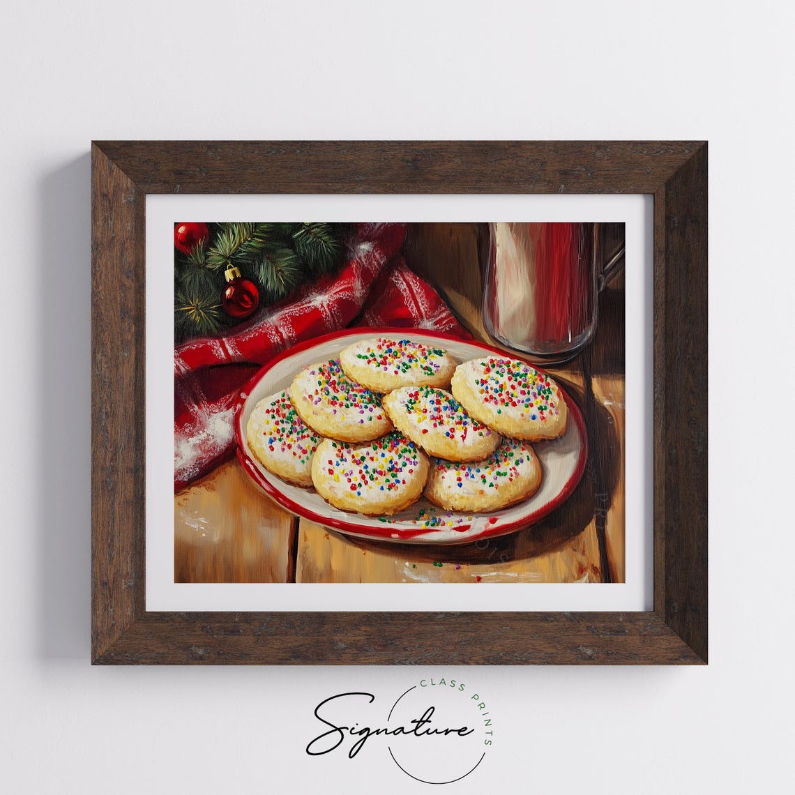 Christmas Sprinkle Cookies On A Plate With Milk Holiday Baking Poster - Image 5