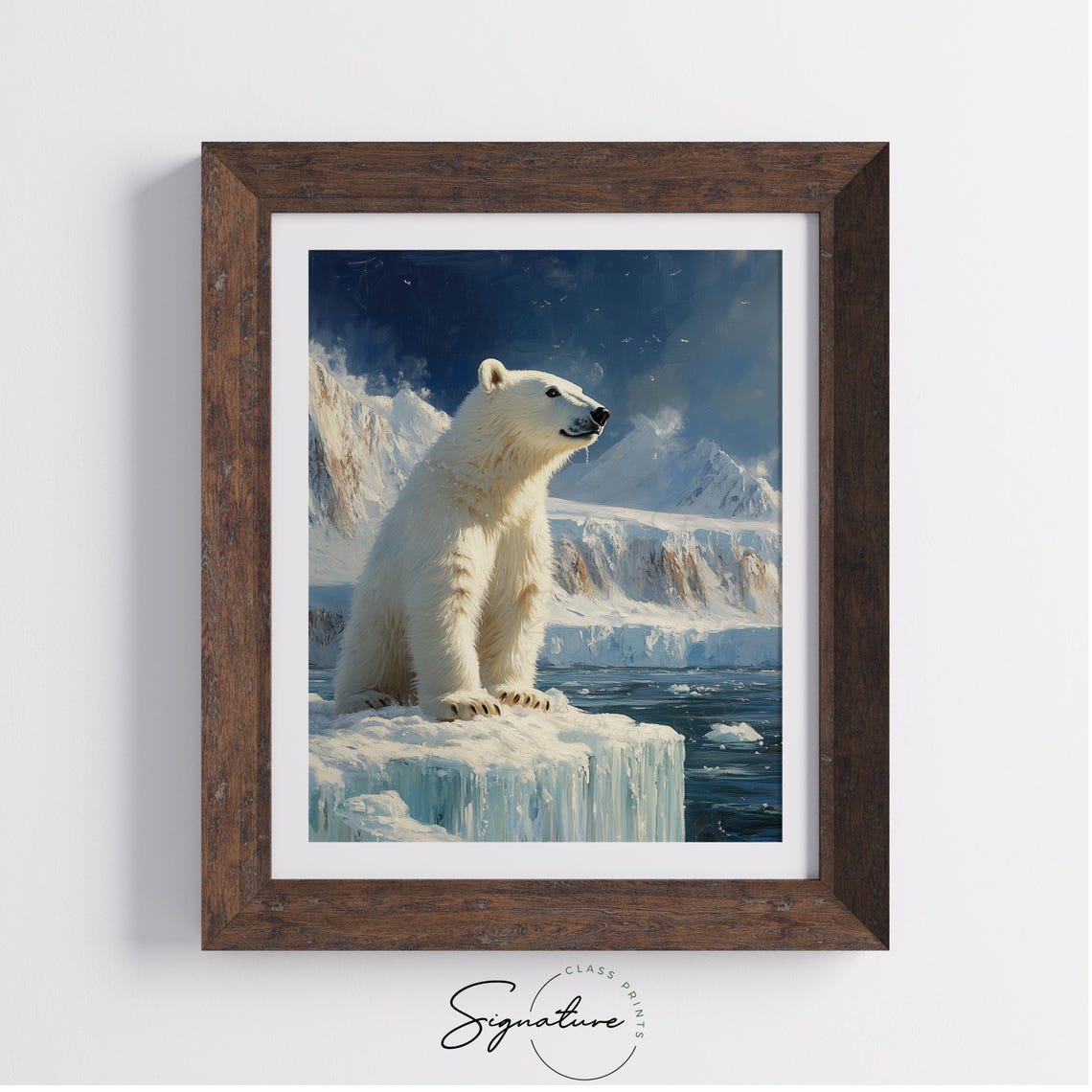 Young Polar Bear Cub On Icy Ridge Arctic Wildlife Painting Poster - Image 2