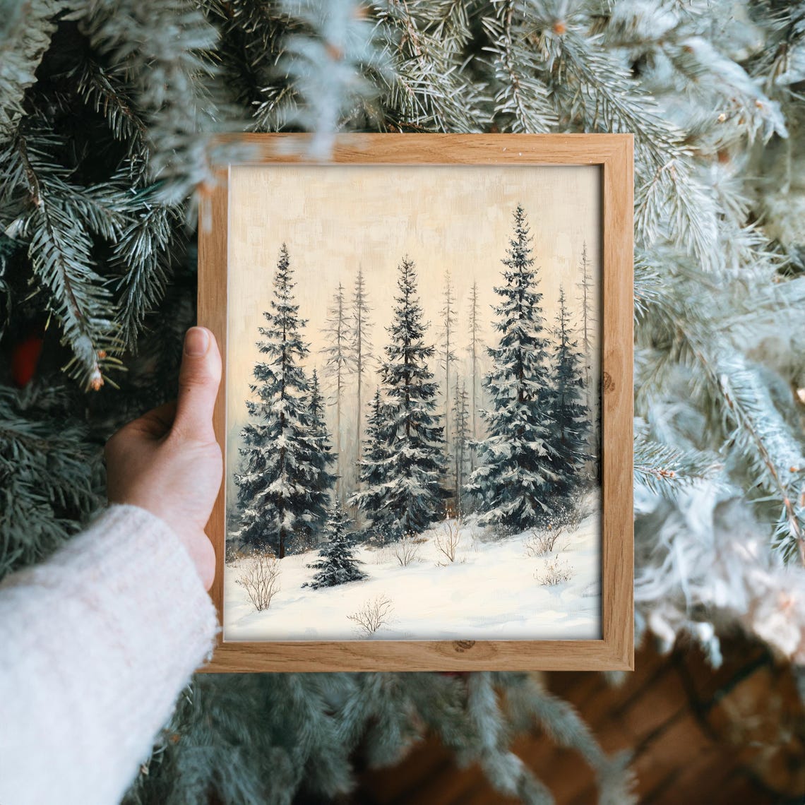 Misty Blue Fir Forest in Soft Foggy Winter Landscape Scene Poster - Image 6