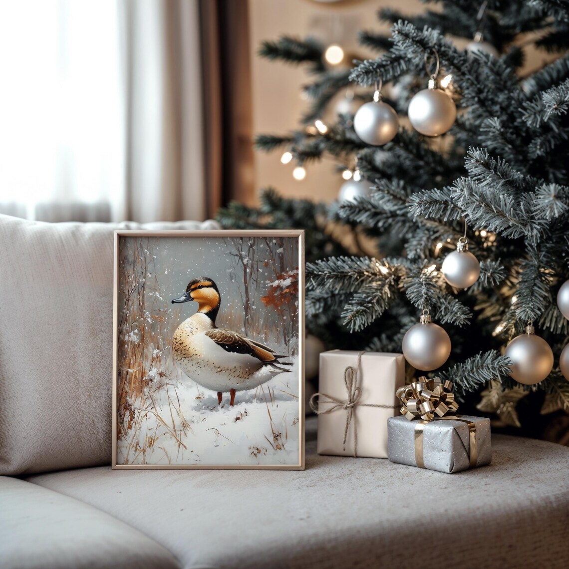 Wild Duck Falling Snow Winter Wildlife Waterfowl Bird Painting Poster - Image 5