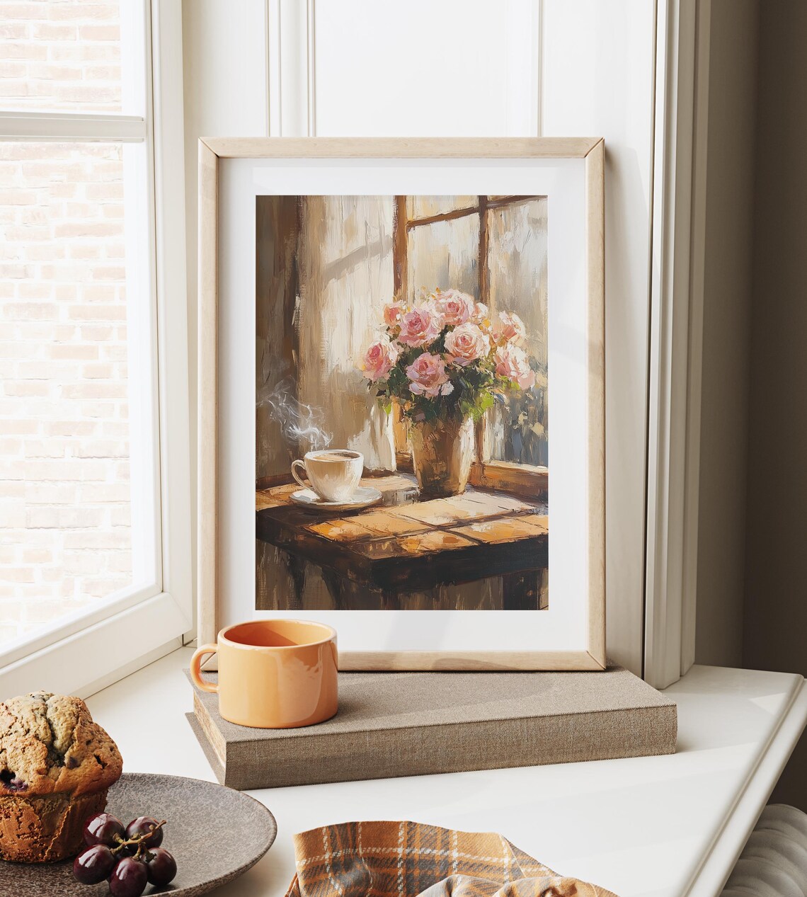 Coffee Shop Window With Roses, Vintage Cafe Art Print - Image 6