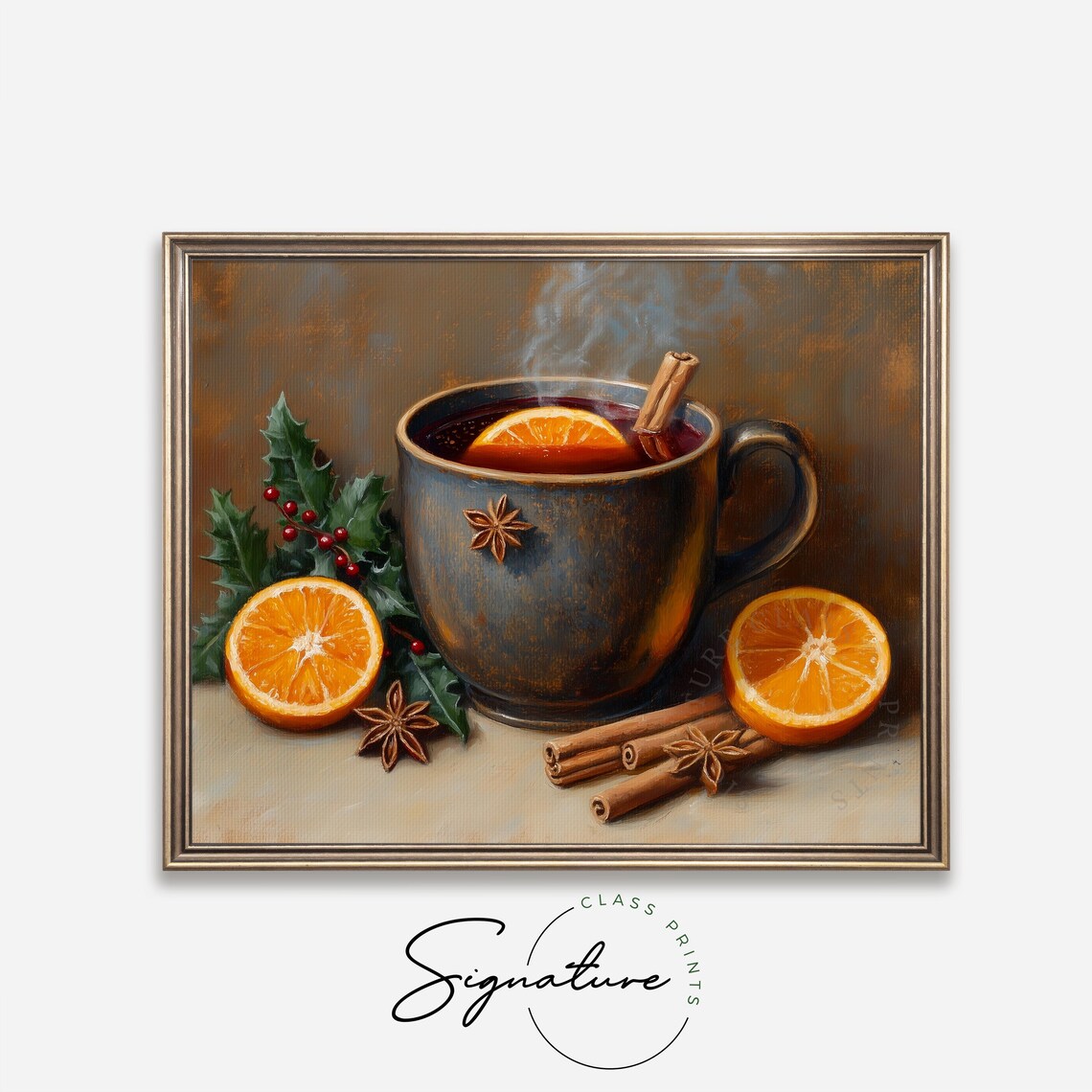 Steaming Mulled Wine Mug With Orange Slice And Cinnamon Christmas Poster - Image 4