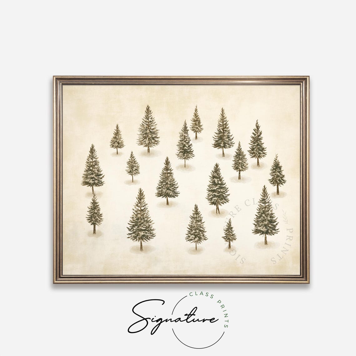 Snowy Pine Trees Pattern Vintage Botanical Winter Forest Poster - Image 4