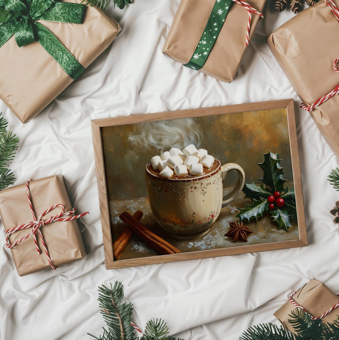 Steaming Hot Cocoa With Marshmallows Cinnamon And Star Anise Wall Art - Image 2