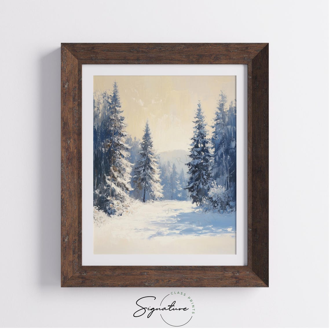 Snow Covered Fir Trees In Winter Landscape Rustic Art Poster - Image 3
