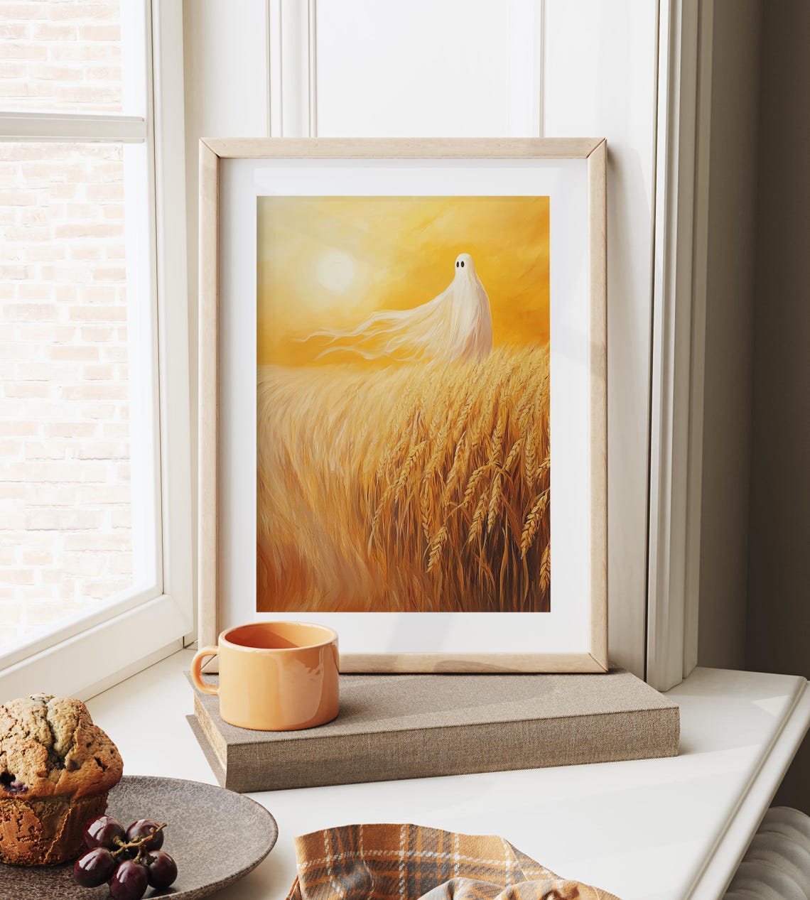 Glowing Ghost Wheat Field Golden Sunset Harvest Twilight Poster - Image 6