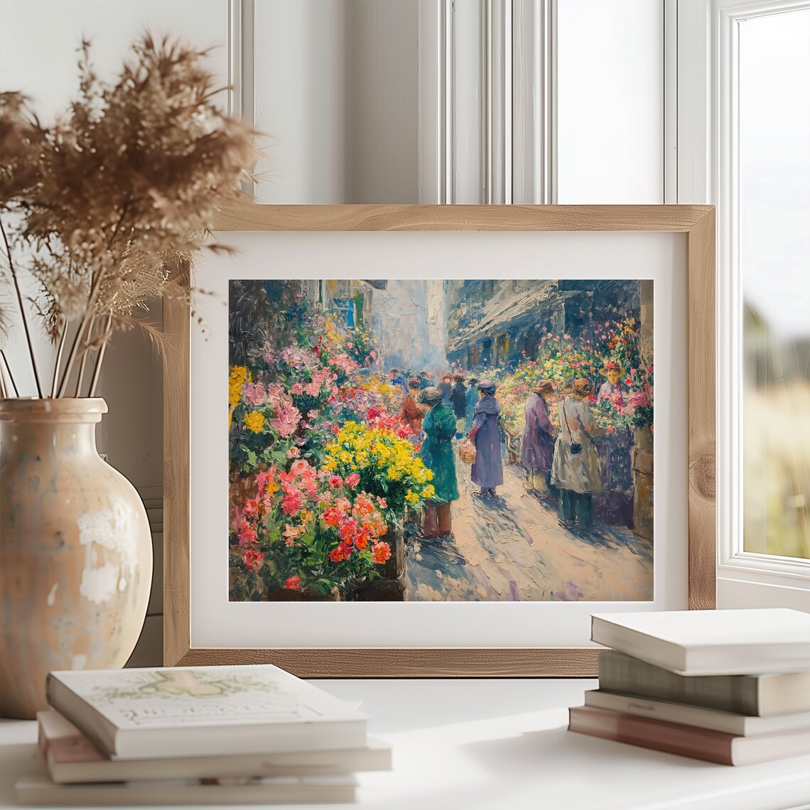 Paris Flower Market Bustling Floral Street Scene Impressionist Poster - Image 2