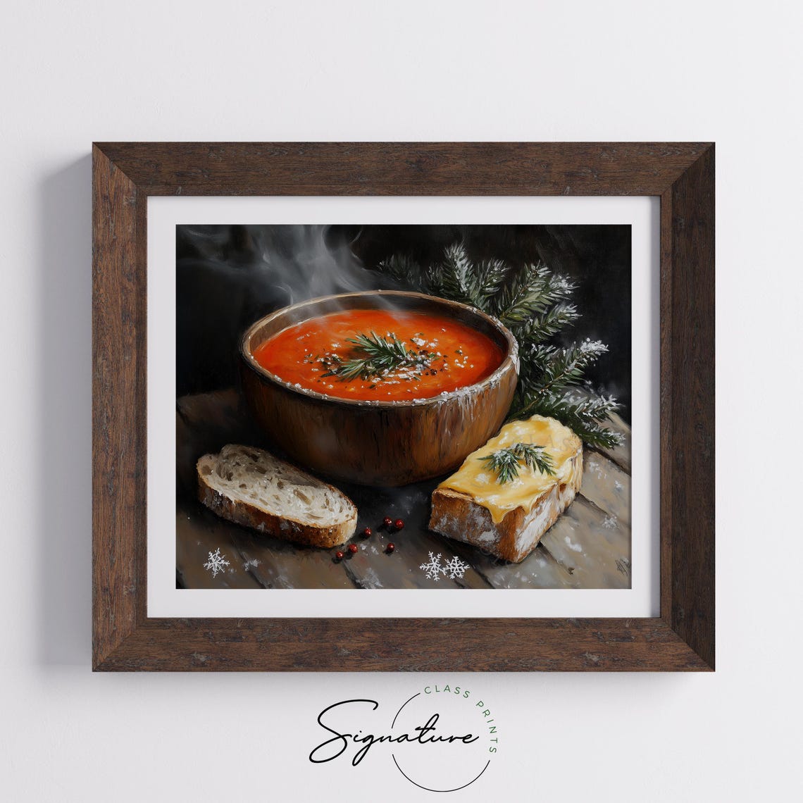Steaming Tomato Soup With Crusty Bread And Melted Cheese Art Poster - Image 5