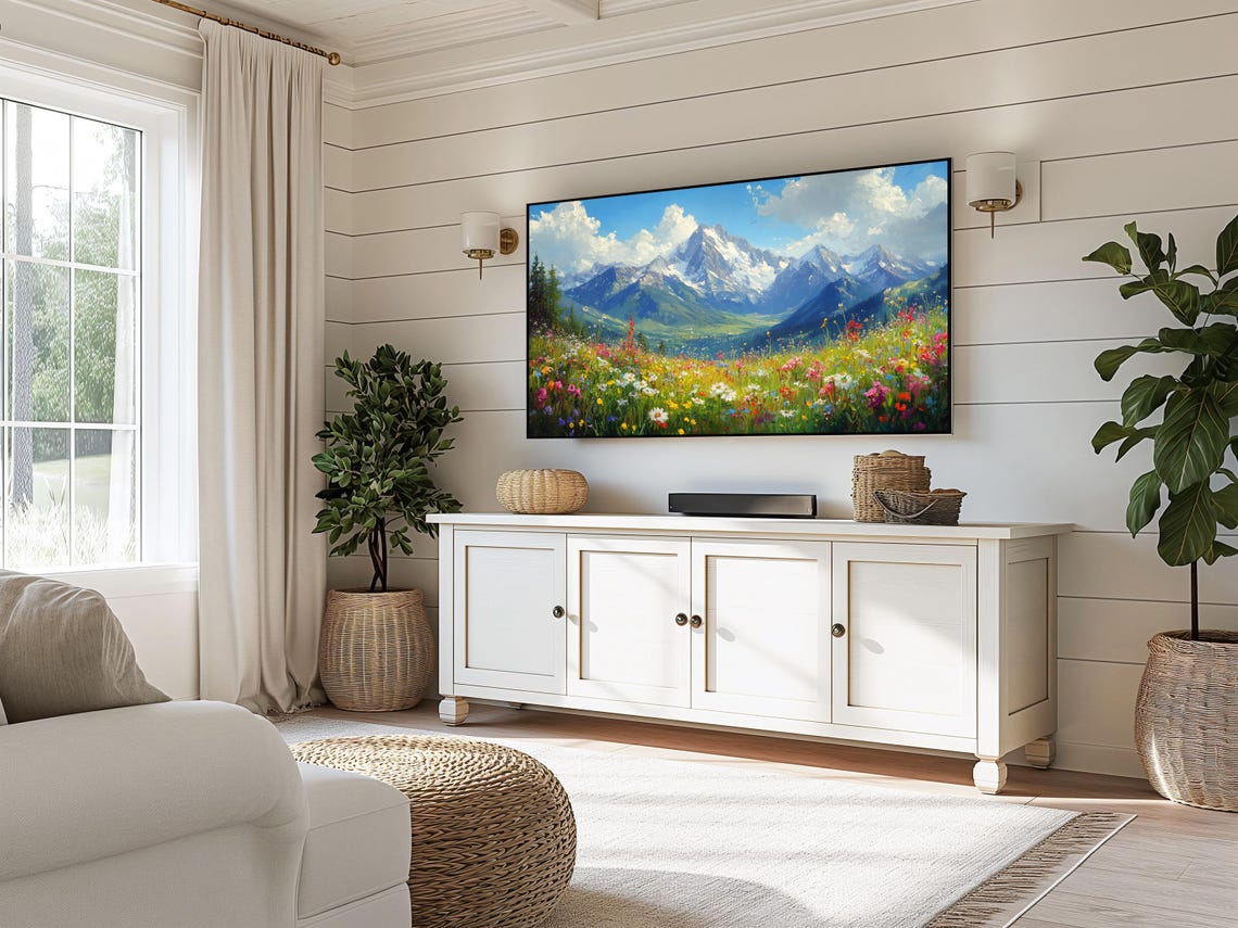 Alpine Wildflower Meadow Colorful Blooms Snow Peaks Landscape Wall Art - Image 5
