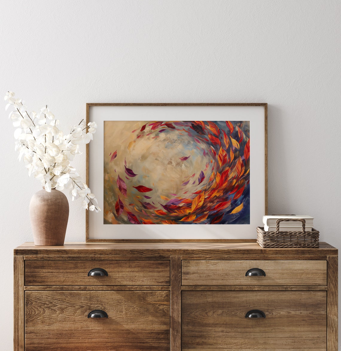 Swirling Autumn Leaves Brisk Wind Impressionist Fall Scene Poster - Image 3