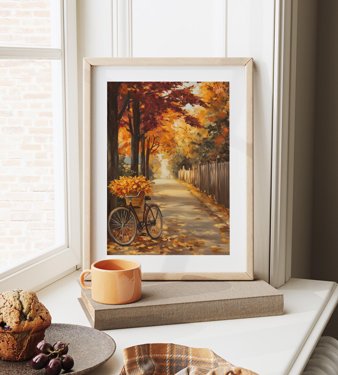 Autumn Street With Bicycle Rustic Fall Scene - Image 6