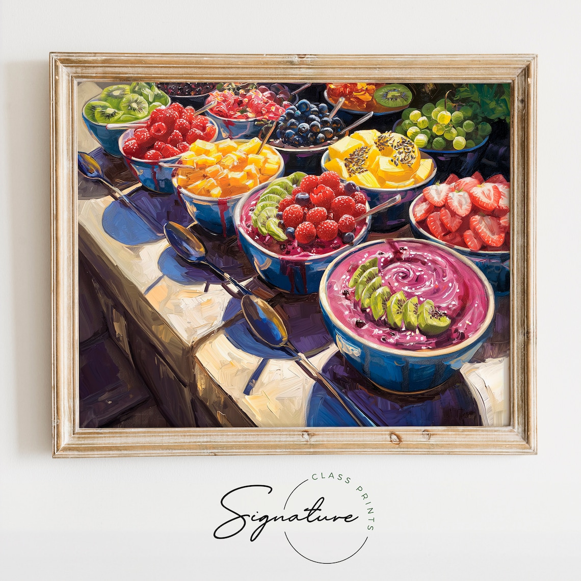 Colorful Acai Bowls Fresh Berries Kiwi Sunny Breakfast Table Art Poster