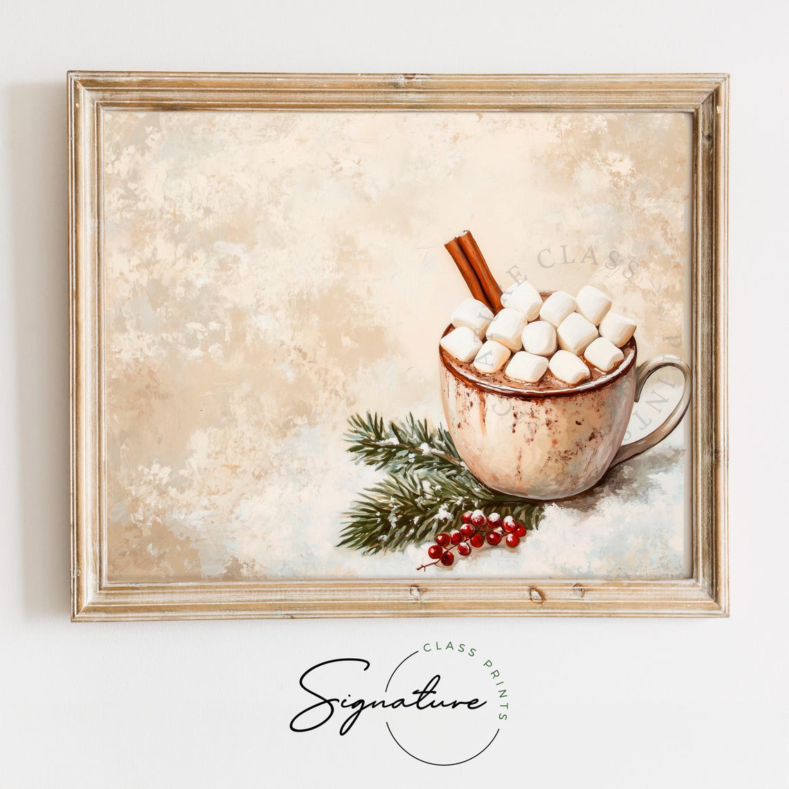 Hot Cocoa Mug With Marshmallows Cinnamon Festive Kitchen Art Poster