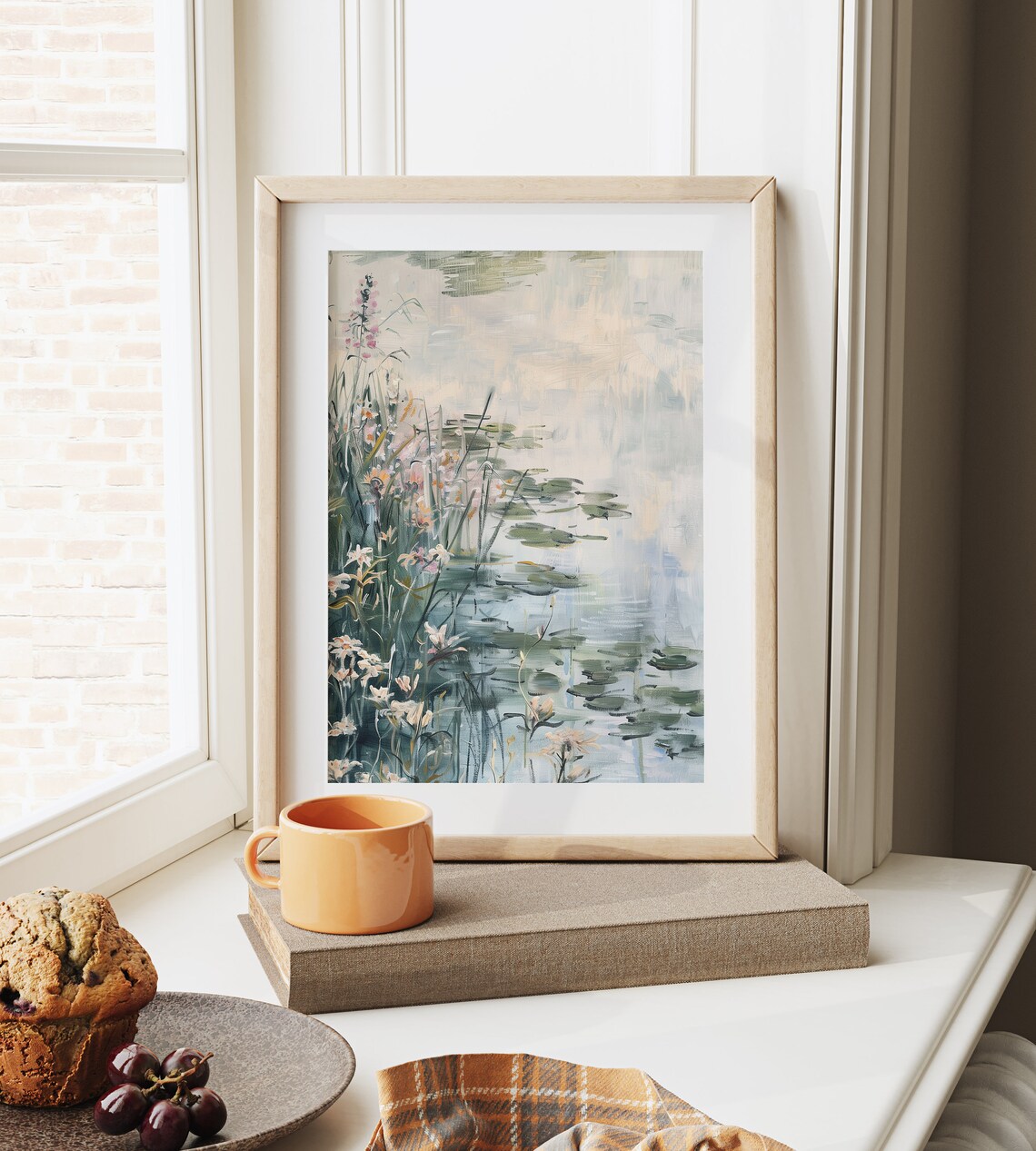 Garden Pond Water Lilies Floral Waterscape Tranquil Art Print - Image 6