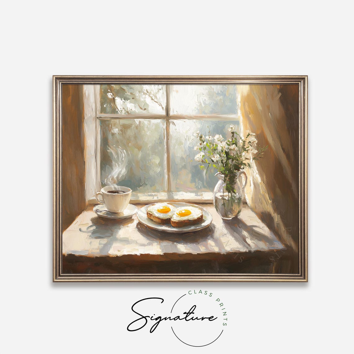 Sunlit Breakfast Eggs Toast And Coffee Cozy Morning Kitchen Wall Art - Image 2