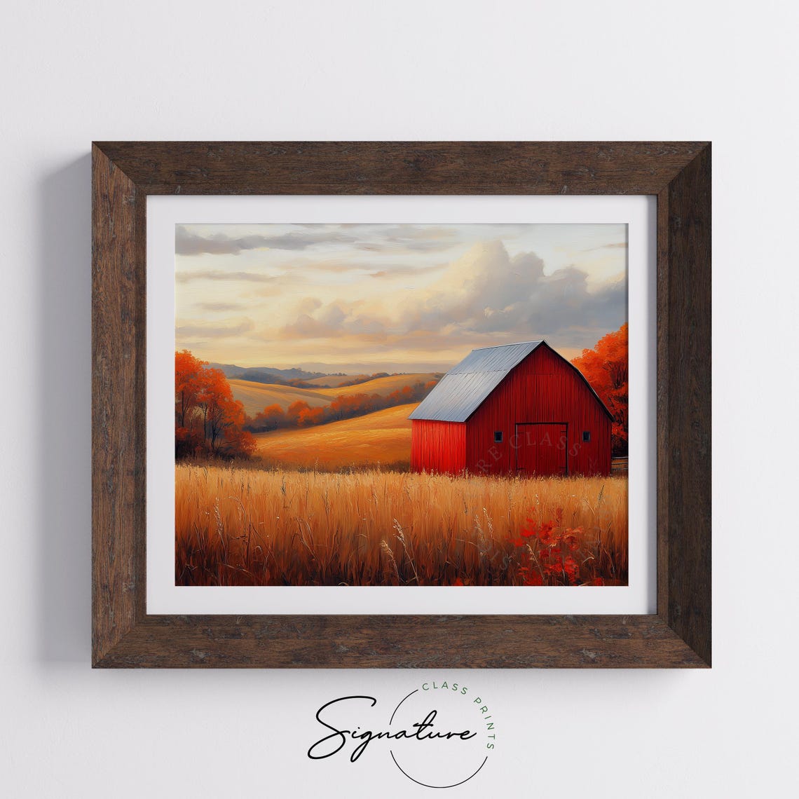 Red Barn Golden Fields Autumn Hills Fall Farm Sunset Wall Art - Image 5