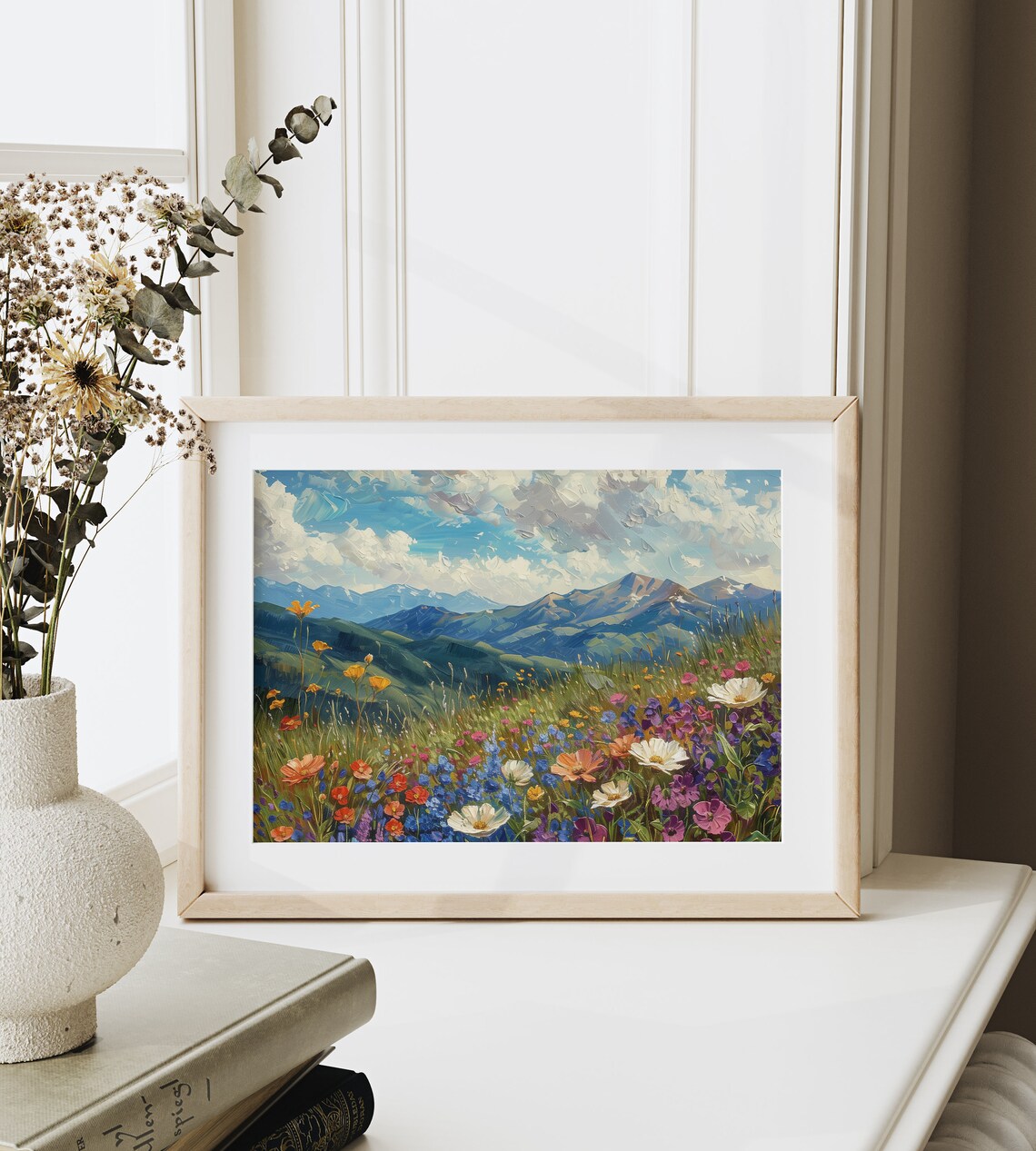 Mountain Meadow In Full Bloom, Rustic Landscape Art Print - Image 6