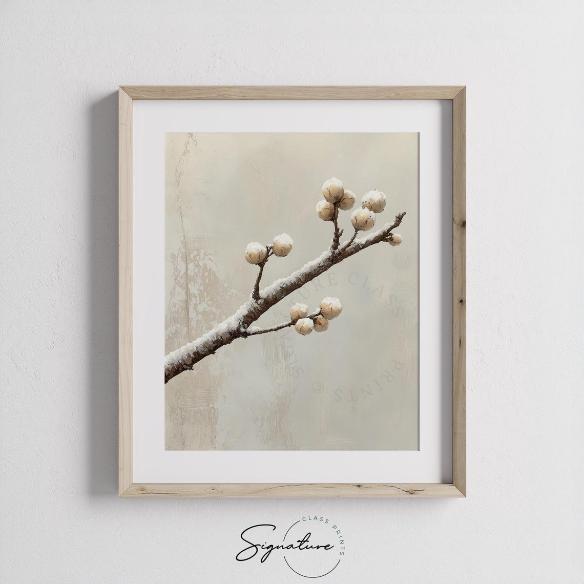 Frosty Birch Branch With Snowy Buds Minimalist Winter Poster - Image 2