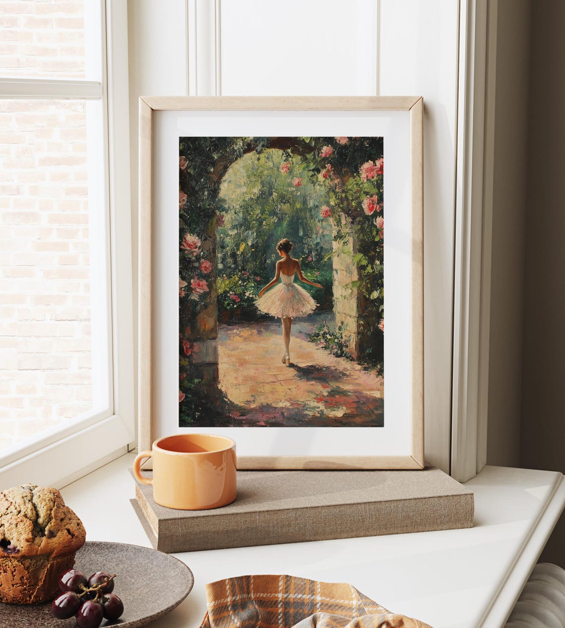 Ballerina Under Blooming Rose Arch Romantic Dance Art Poster - Image 4