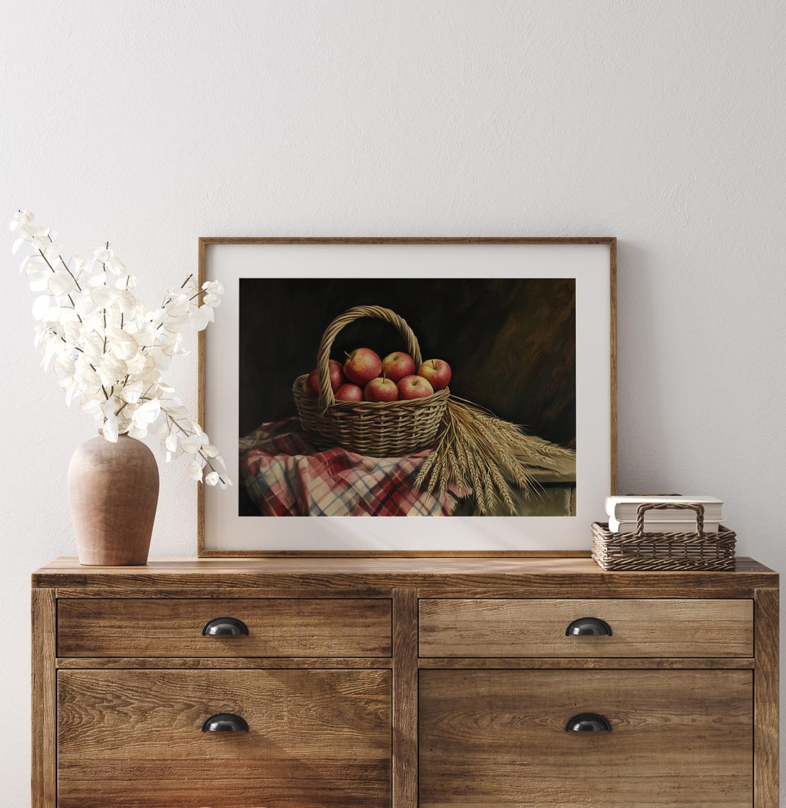 Vintage Basket Of Red Apples Rustic Fall Harvest Still Life Poster - Image 3