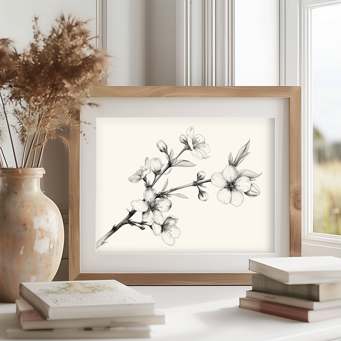Blossoming Branch Elegant Floral Botanical Sketch Minimalist Poster - Image 2