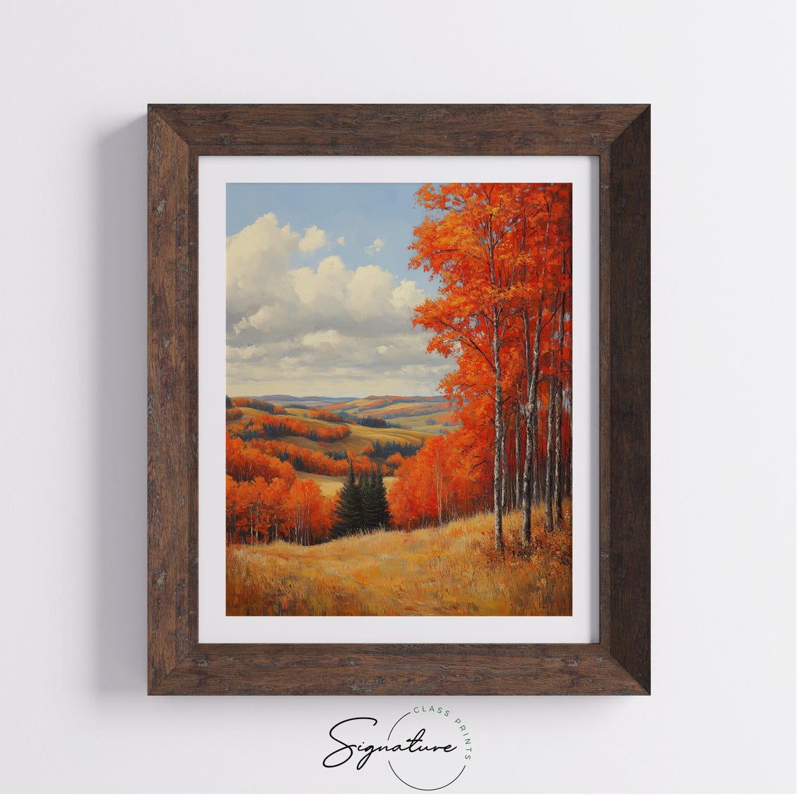 Fiery Red Trees On Rolling Golden Autumn Hills Landscape Poster - Image 4