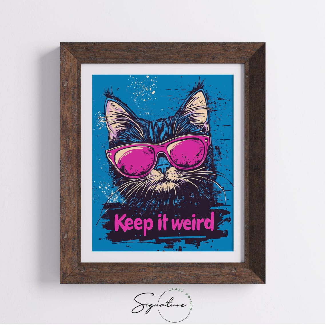 Vibrant Fun Keep It Weird Cat Pink Sunglasses Pop Art Poster - Image 4