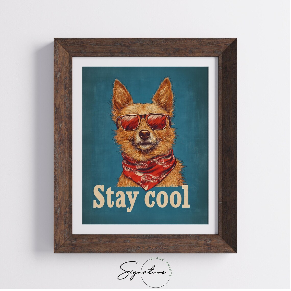 Vintage Trendy Stay Cool Brown Dog Red Sunglasses Dog Poster - Image 4