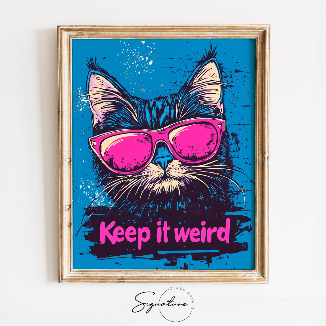 Vibrant Fun Keep It Weird Cat Pink Sunglasses Pop Art Poster