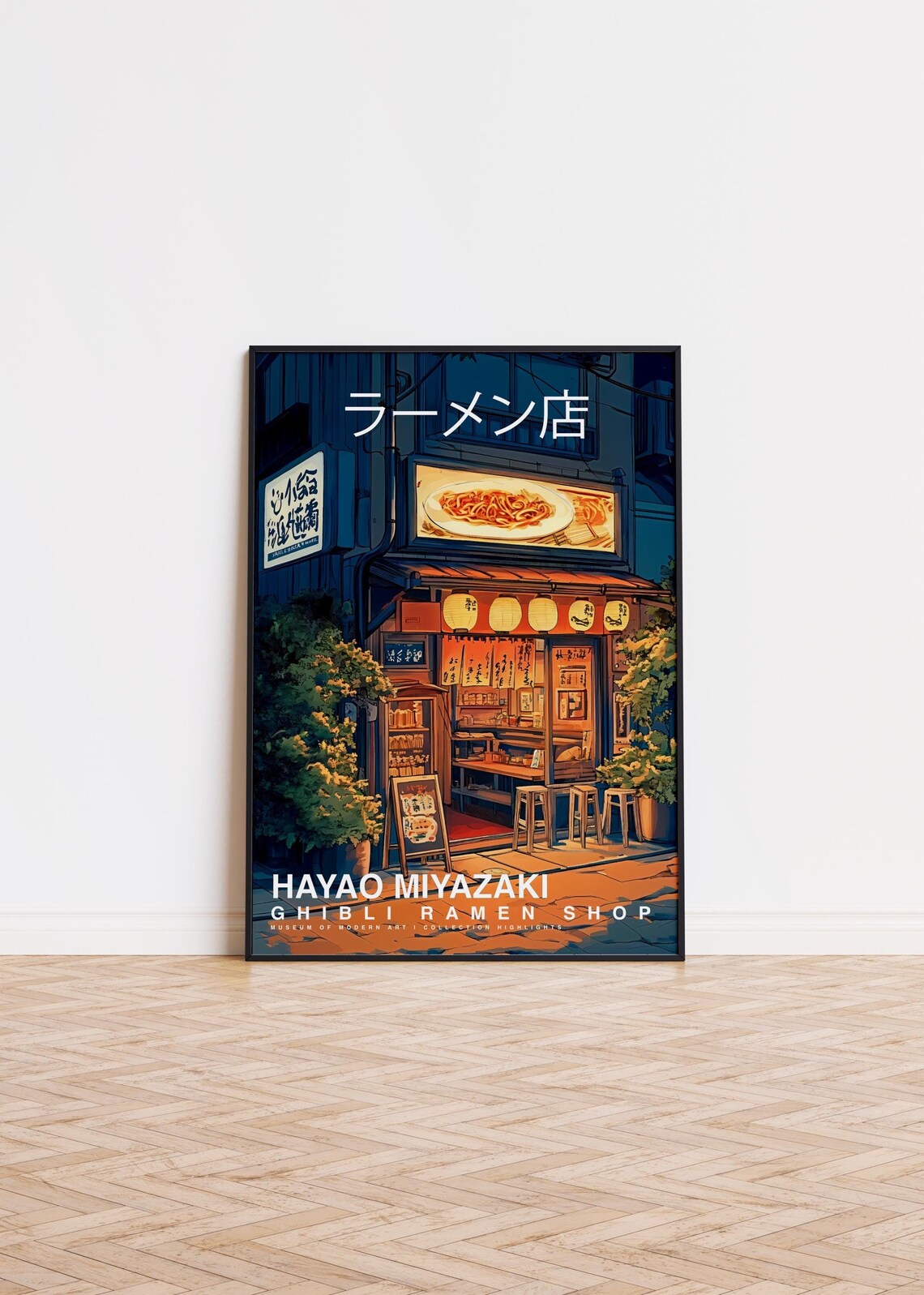 Studio Ghibli-Inspired Ramen Shop Ukiyo-E Poster