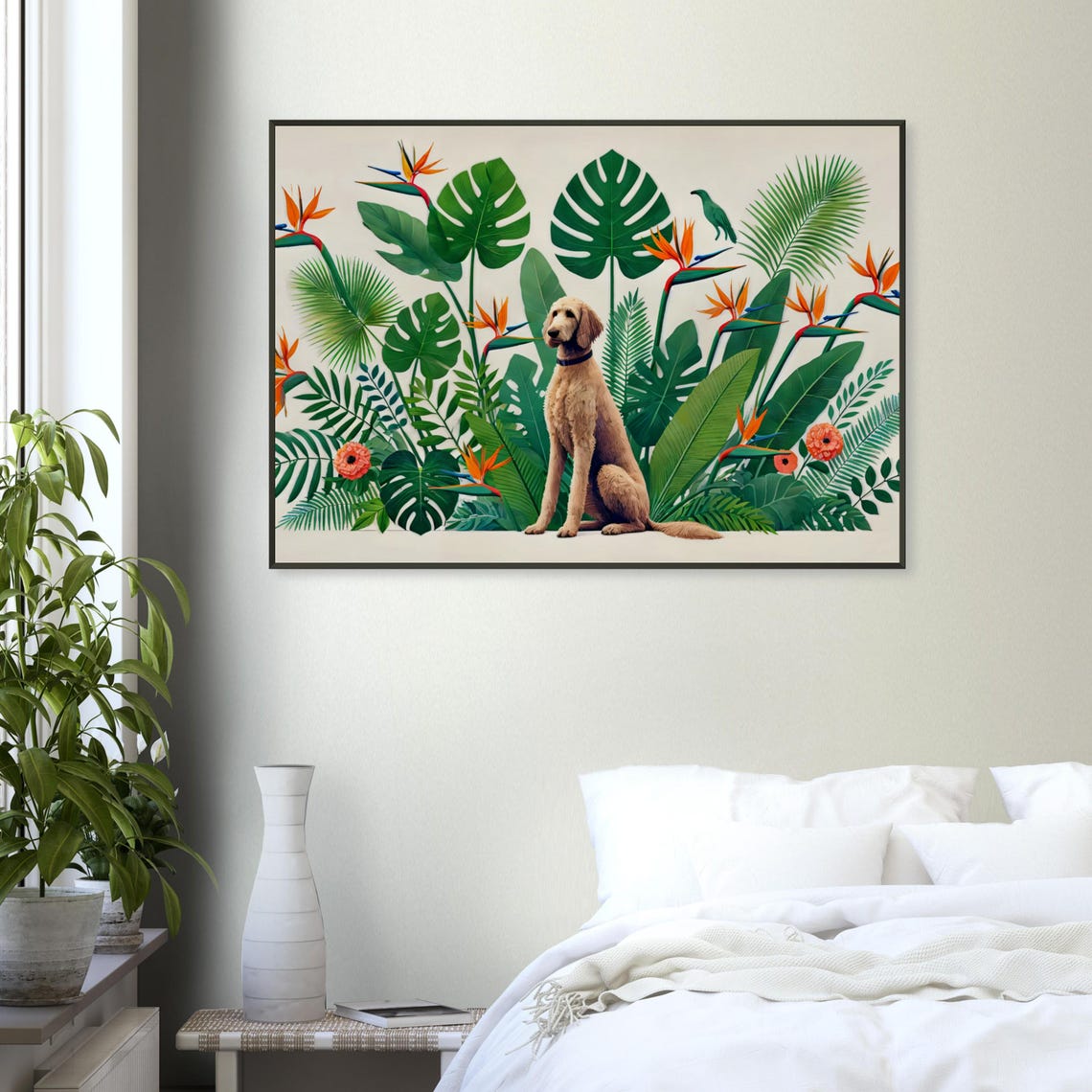 Apricot Labradoodle Tropical Botanical Garden Sitting Dog Poster - Image 4