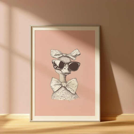 Cool Duck Print Funny Wall Art Prints Trendy Bathroom Decor Quirky