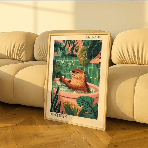 Otter Bathroom Wall Art Funny Matisse Style Print Decor For Apartment Trendy
