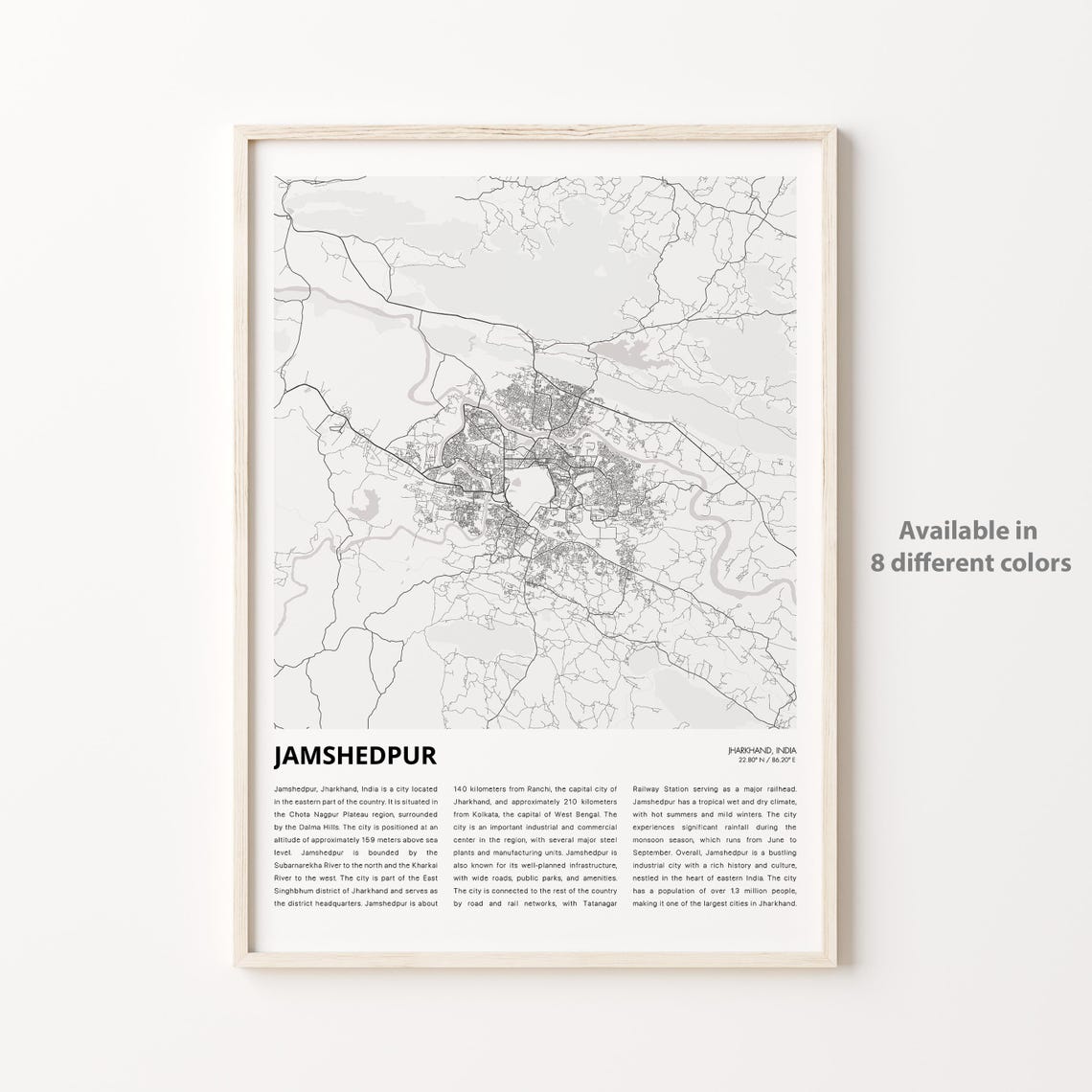 Jamshedpur Jharkhand India Minimalist City Map Poster Wall Decor