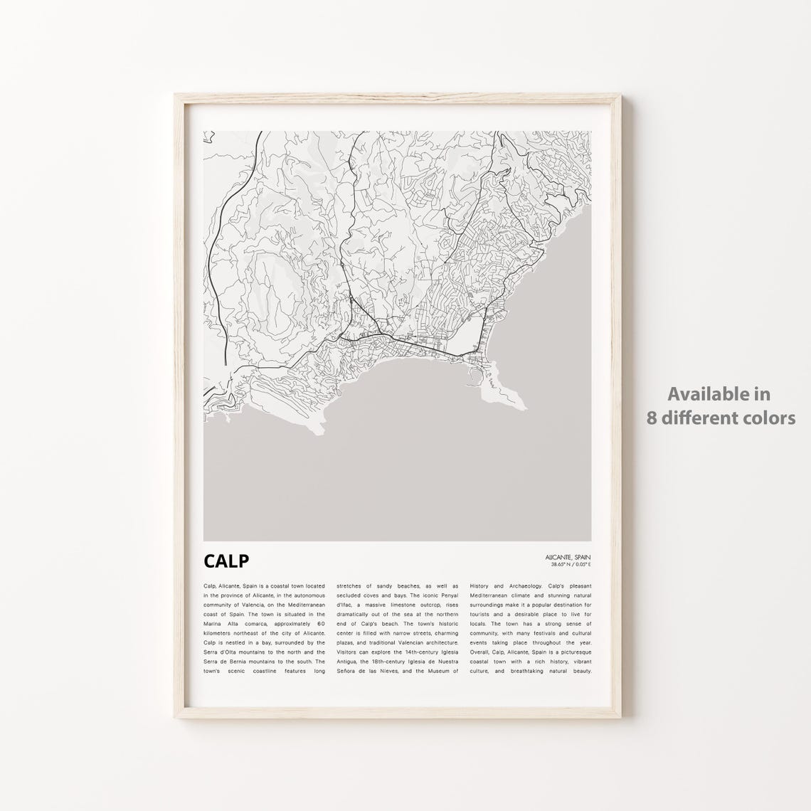 Calp Map Print Travel Wall Decor Art Alicante Housewarming Gift