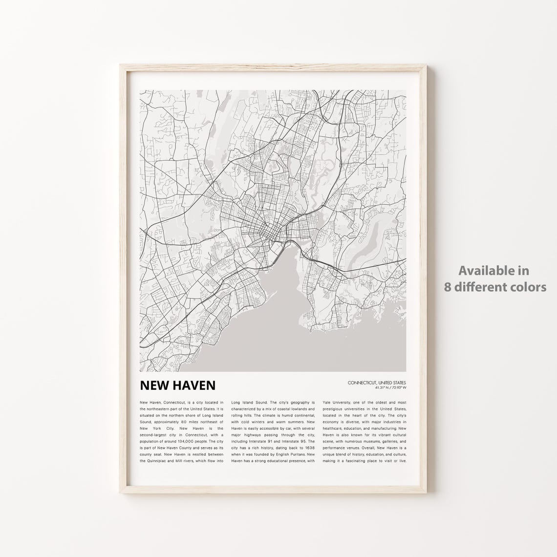 New Haven Connecticut USA Minimalist Black and White City Map Poster
