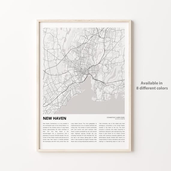 New Map Print Travel Wall Decor Art Connecticut Housewarming Gift