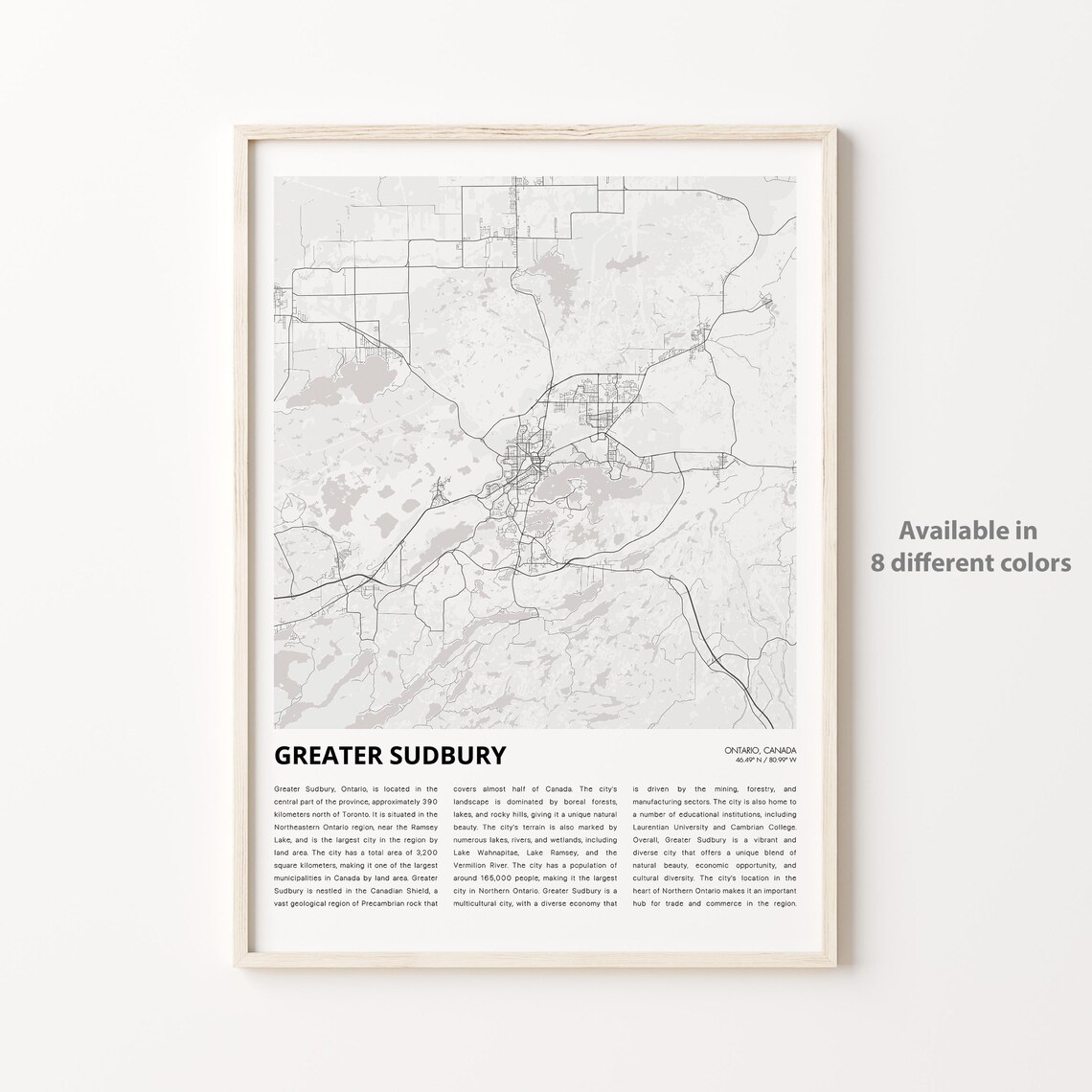 Greater Sudbury Map Print, Ontario Travel Poster